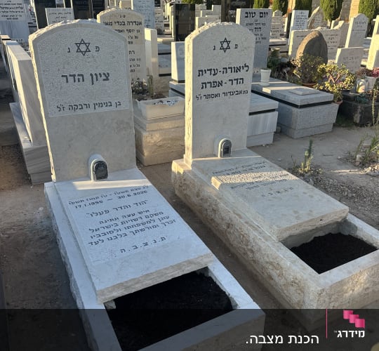 מצבות בבית קברות עם כיתוב בעברית